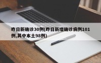 昨日新确诊30例(昨日新增确诊病例101例,其中本土98例)