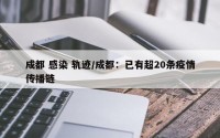 成都 感染 轨迹/成都：已有超20条疫情传播链