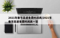 2021年春节高速免费时间表/2021年春节高速免费时间表一览