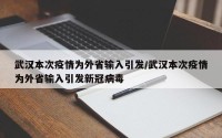 武汉本次疫情为外省输入引发/武汉本次疫情为外省输入引发新冠病毒