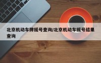 北京机动车牌摇号查询/北京机动车摇号结果查询