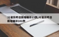 31省份昨日新增确诊15例,31省份昨日新增确诊101例